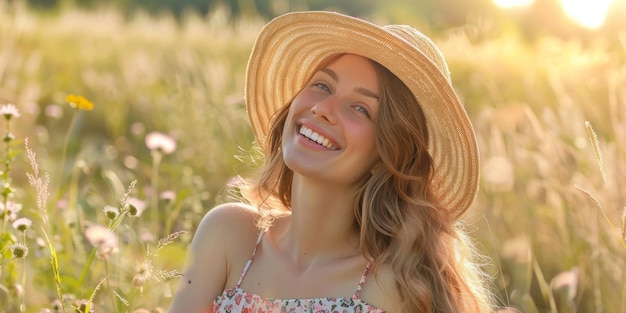 portrait of a girl in a clearing with flowers Generative AI