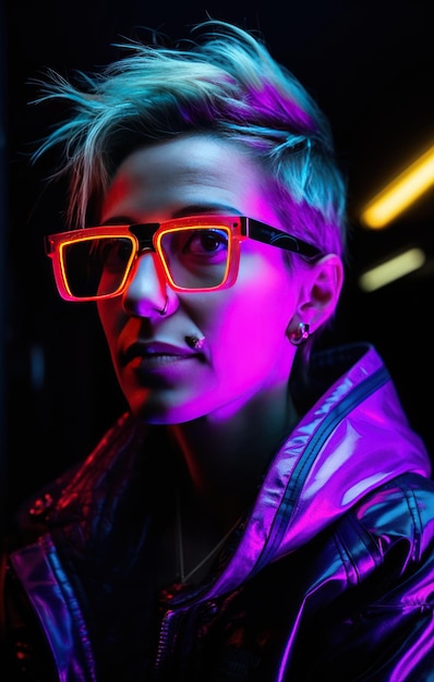 A portrait girl in cyberpunk style