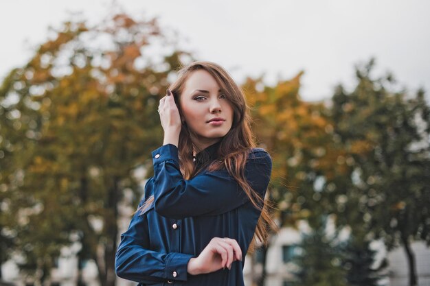 Portrait of the girl in a dark blue shirt 2886