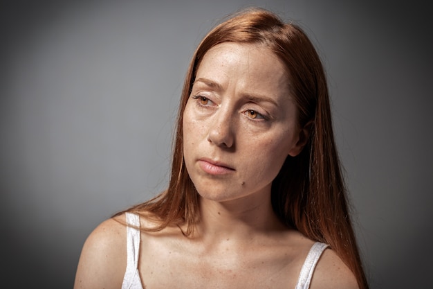 Portrait of girl in dark studio