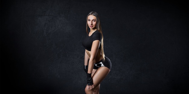 Portrait of a girl doing sports, beautiful body