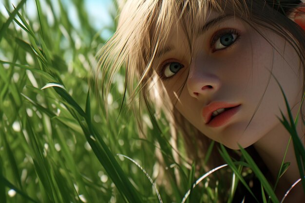 Portrait of girl in grass