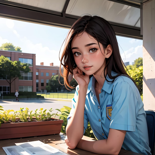 portrait of a girl in school