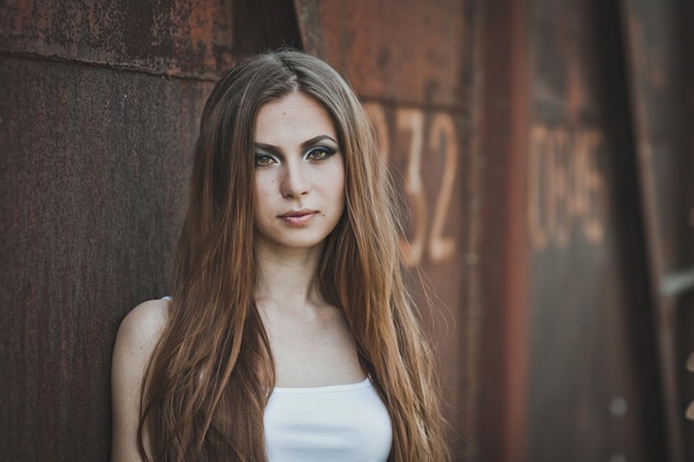 Portrait of the girl in a shirt and jeans 1600