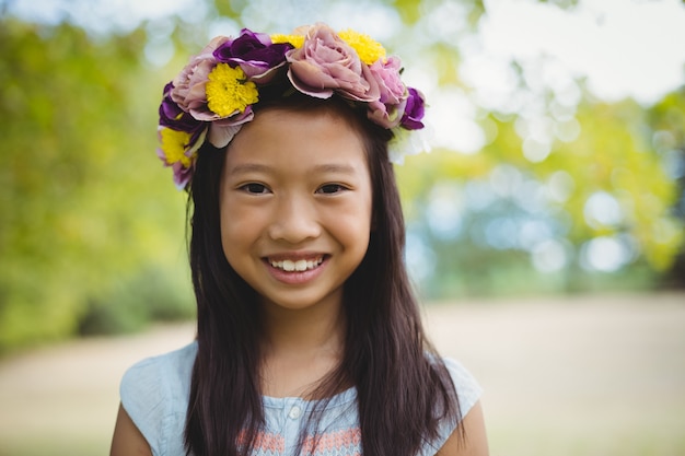 Portrait of girl smiling in park