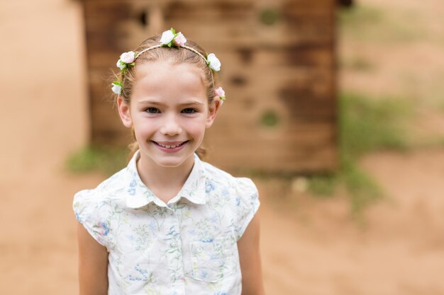 Portrait of a girl smiling in park