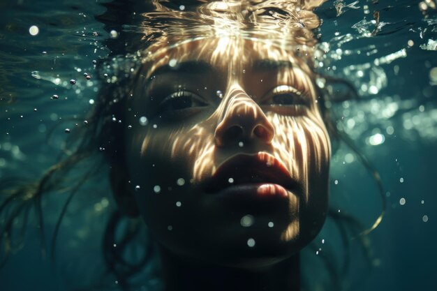 Portrait of a girl underwater