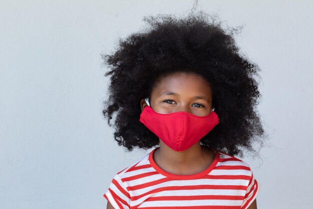 Portrait of girl wearing face mask