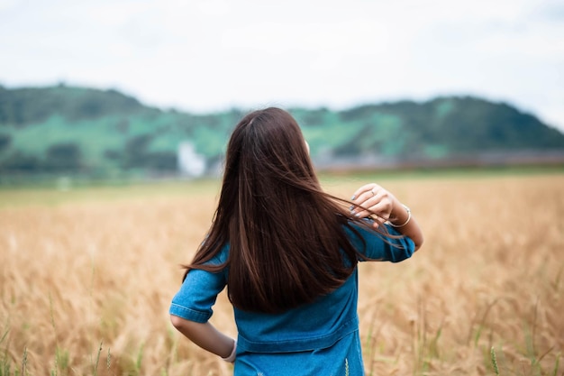 Portrait of a girl in a wheat field Portrait of a beautiful girl in a wheat field