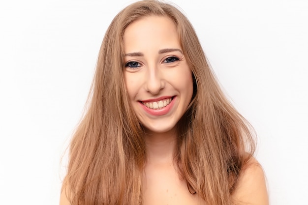 portrait of a girl on a white background