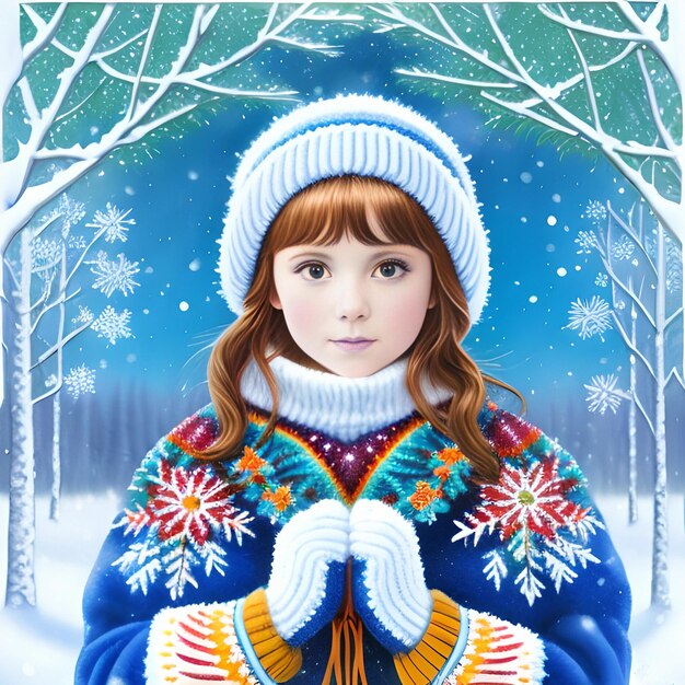 Портрет девушки на зимнем фоне