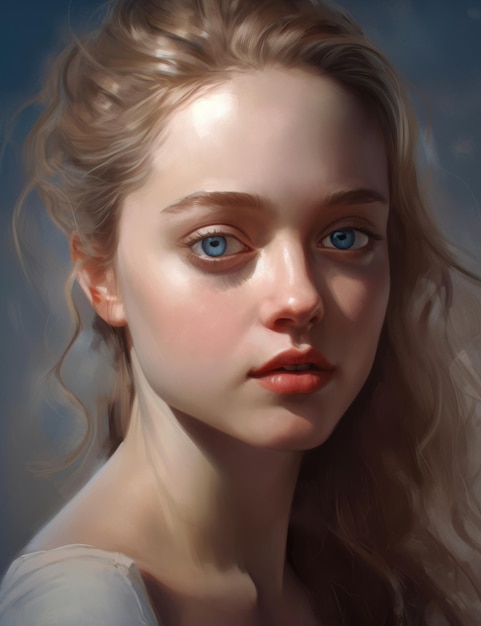 A portrait of a girl with blue eyes