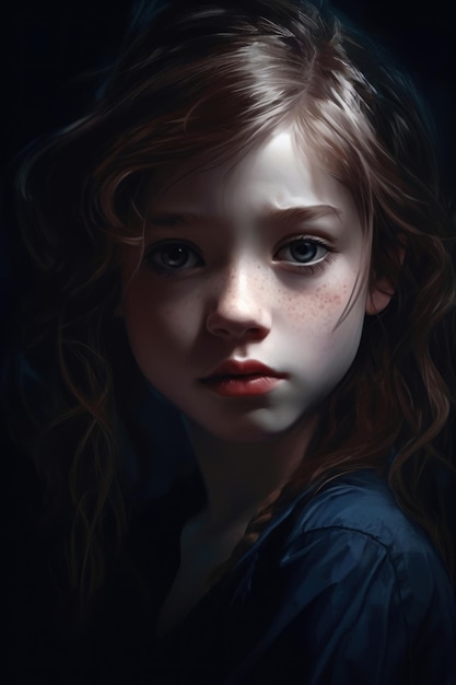 A portrait of a girl with blue eyes