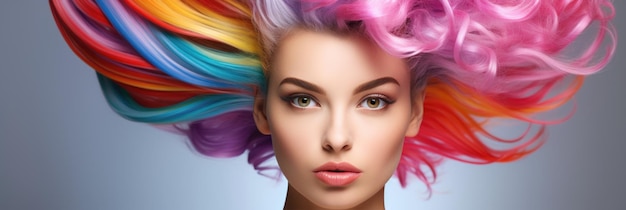 Portrait of a girl with colored hair banner