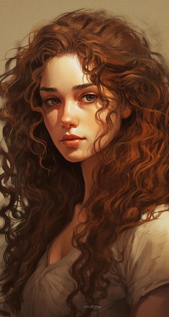 A portrait of a girl with curly hair