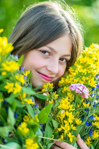 Portrait of a girl with flowers