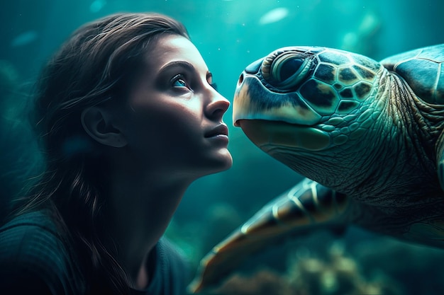 Portrait of a girl with a tortoise