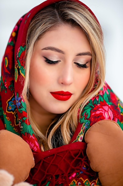 A portrait girl with warm clothes