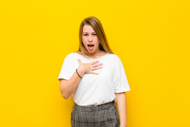 portrait of a girl on a yellow background