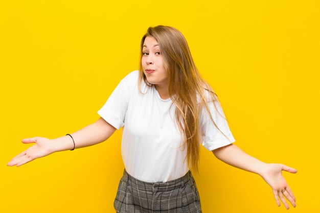 portrait of a girl on a yellow background