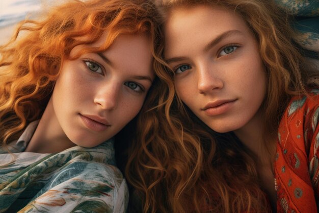 Portrait of girlfriends on the beach