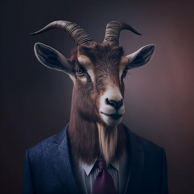 Portrait of a goat wearing a business suit