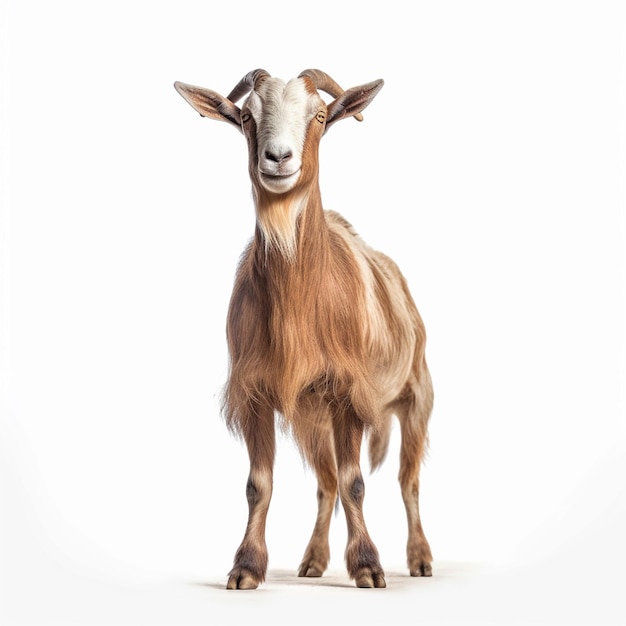 Photo portrait of a goat on a white background