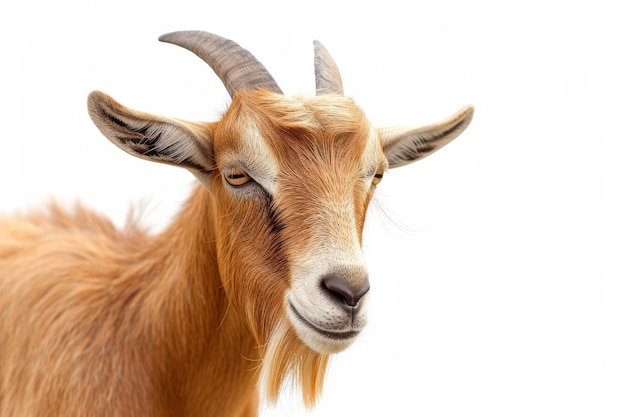 Portrait of a goat with adorable long horns