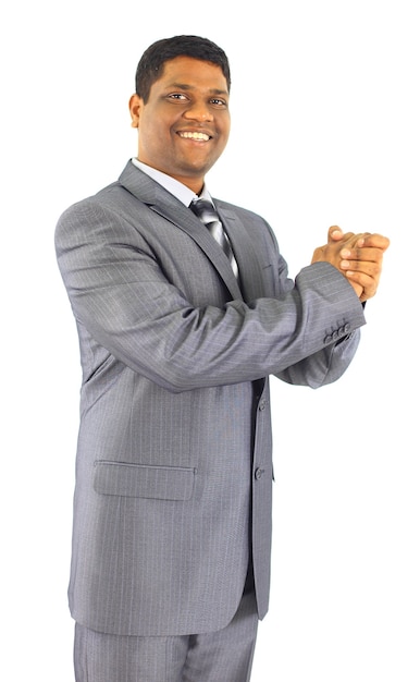 Портрет красивого афро-американского делового человека на белом фоне