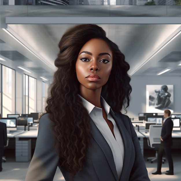 Portrait of gorgeous business woman with confident expressions in the workplace Image generated by AI