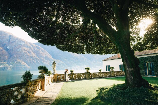 portrait of Gorgeous wedding couple in Italy