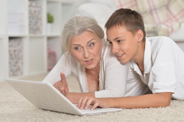 Portrait of a granny with her grandson