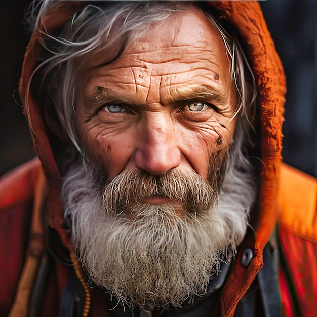 Photo portrait of a grayhaired man with a beard