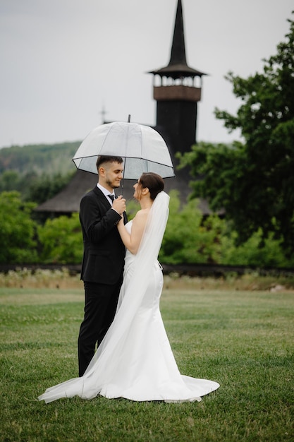 Portrait groom and bride