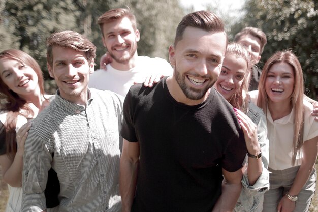 Portrait of a group of friends outdoors