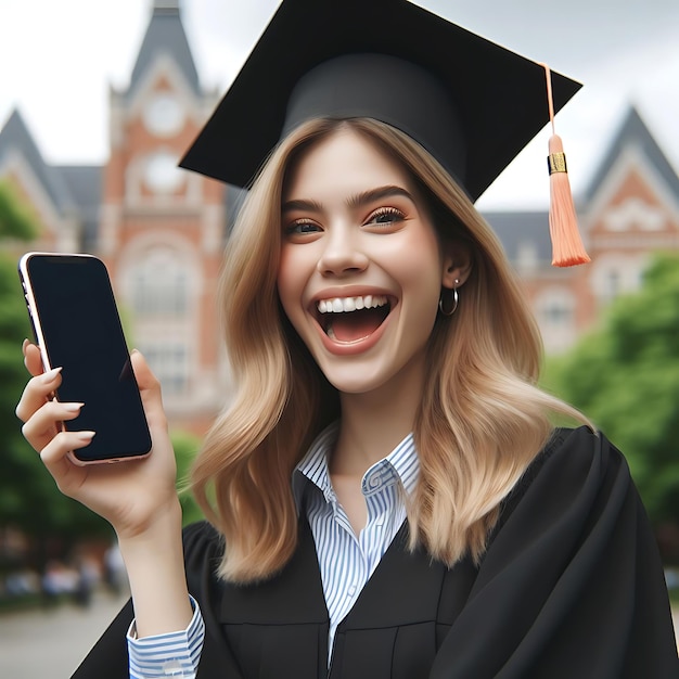 Photo portrait of a group of students celebrating their graduation