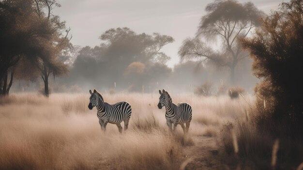 Portrait of a Group of Zebras in the Savanna