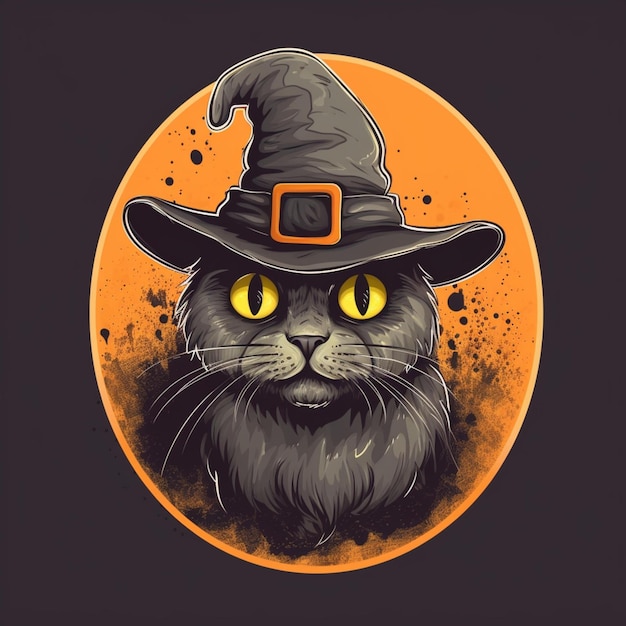 portrait of halloween cat wearing witch costume