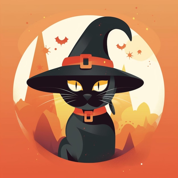 portrait of halloween cat wearing witch costume