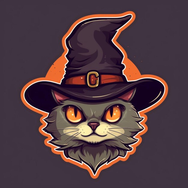 Photo portrait of halloween cat wearing witch costume