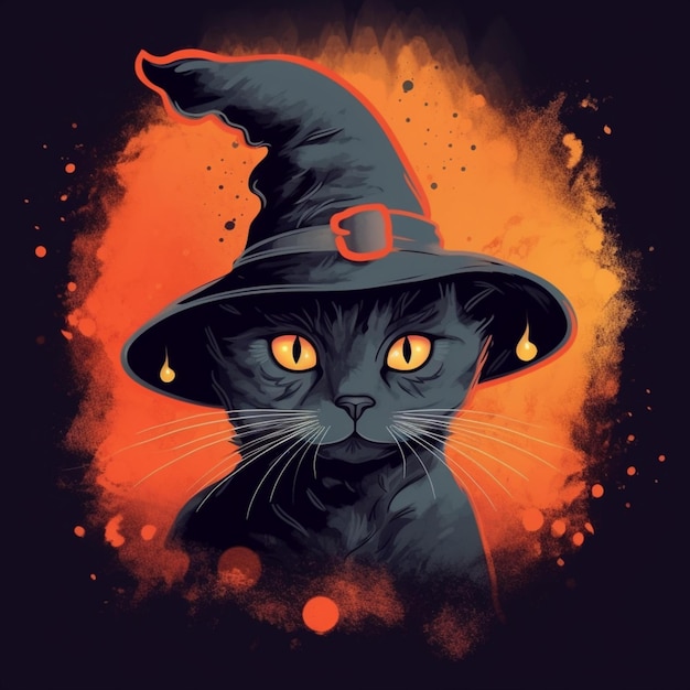 portrait of halloween cat wearing witch costume