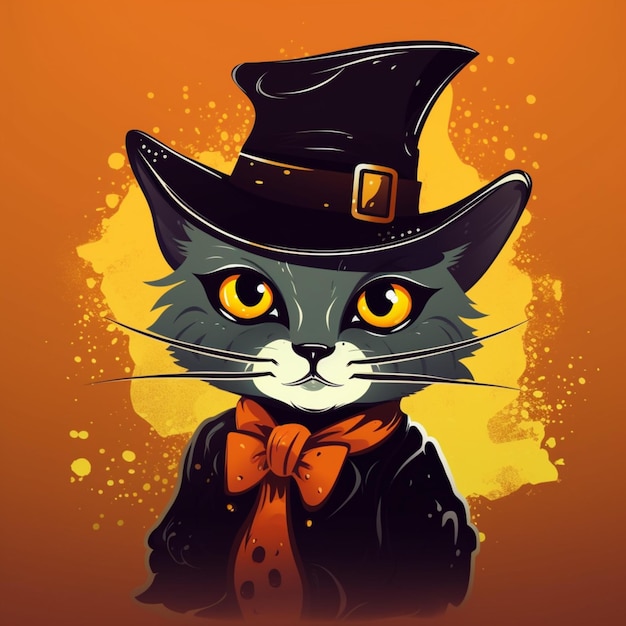 portrait of halloween cat wearing witch costume