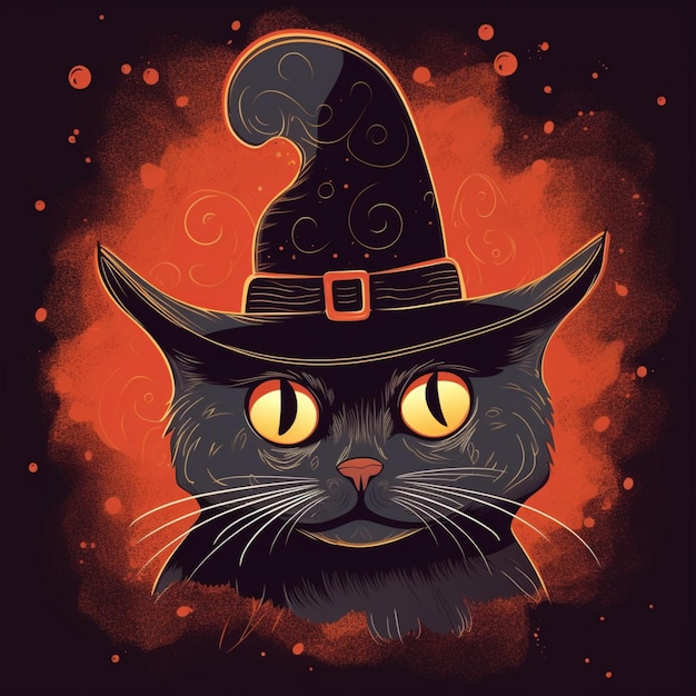 portrait of halloween cat wearing witch costume