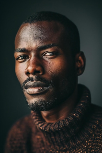 Foto ritratto di un bell'uomo afroamericano in maglione