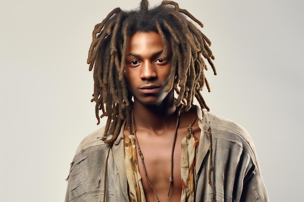 Photo portrait of a handsome african american man with dreadlocks