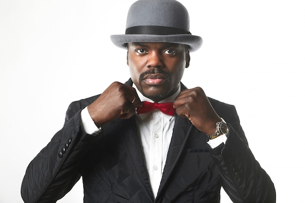 Portrait of handsome business black man in studio