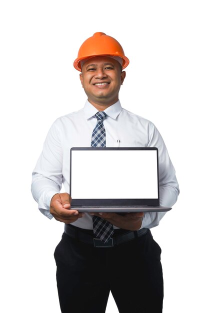 Portrait of a handsome chief engineer wearing a hard hatisolated on a white background clipping path