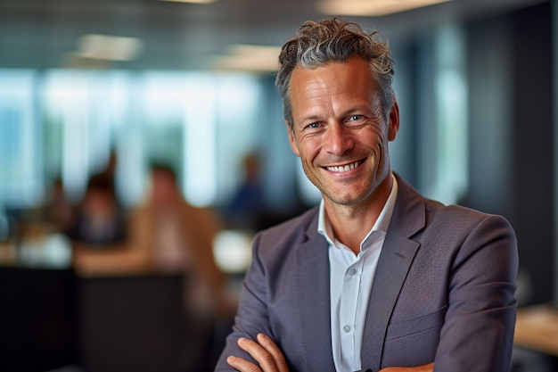 Portrait of a handsome confident businessman wearing suit standing isolated