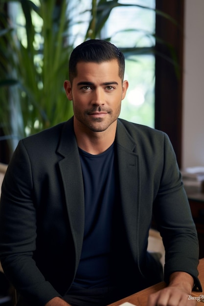 Portrait of a handsome confident businessman wearing suit standing isolated