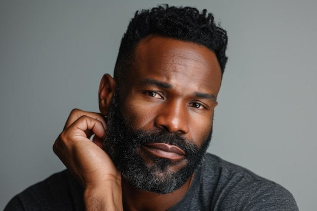 Portrait of a handsome fortyyearold African American man looking into the camera